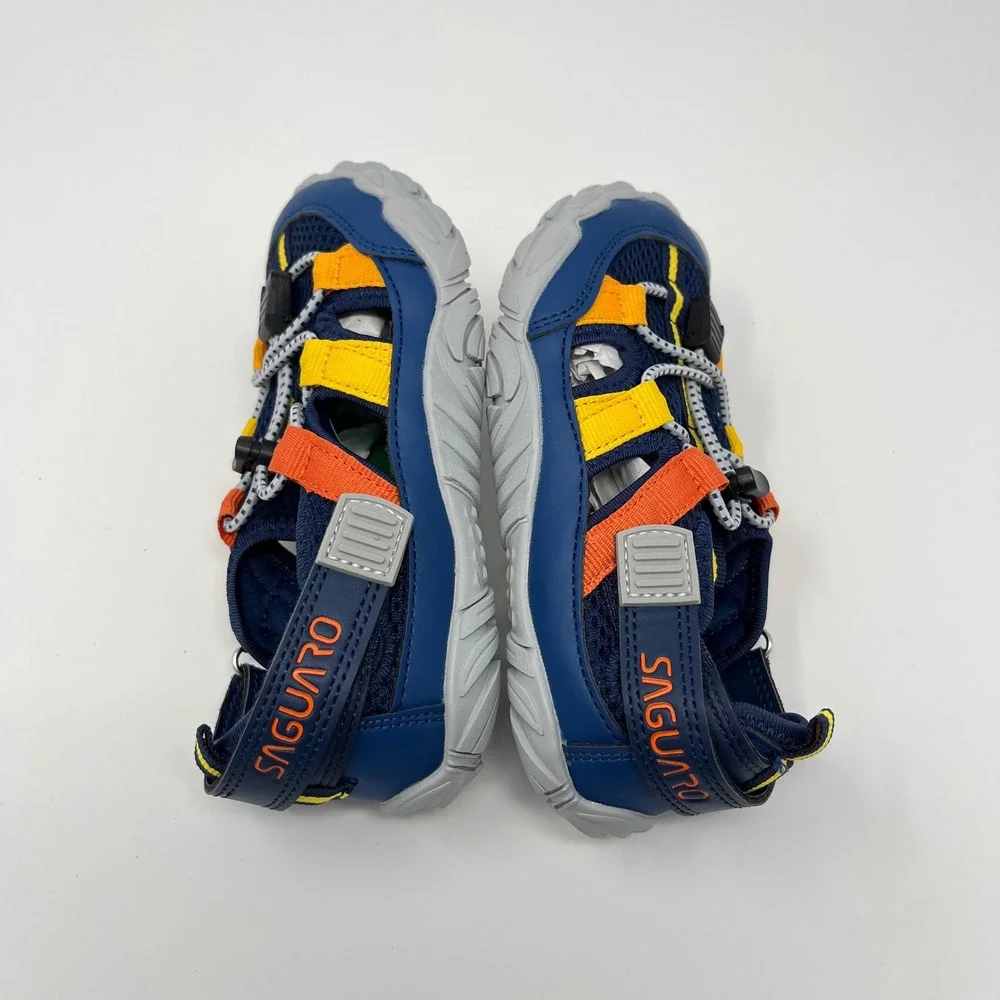 SAGUARO Kids Water Shoes Size 28 Blue Yellow Orange Mesh Sport Sandals